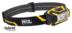 PETZL ARIA® 2 Hoofdlamp - Wit licht - Zwart/Geel - Batterijen