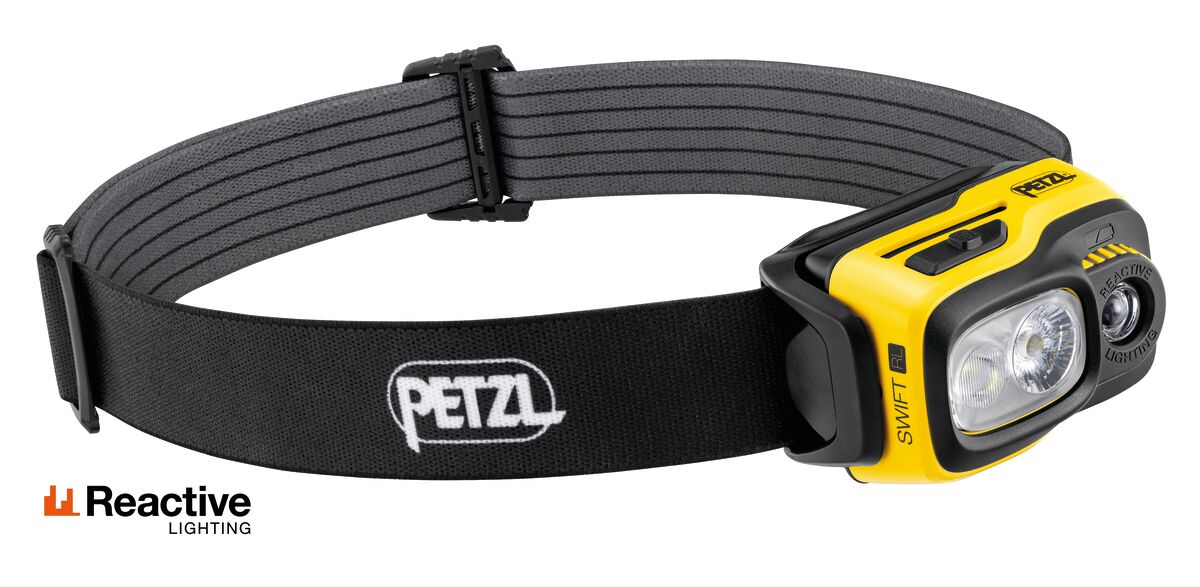 PETZL SWIFT® RL Hoofdlamp SWIFT - Zwart/Geel - Herlaadbaar