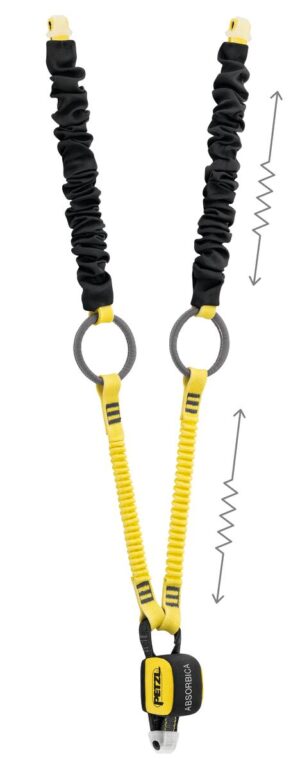 PETZL ABSORBICA®-Y TIE-BACK Dubbele vallijn - Met tussenringen - TIE-BACK systeem - 150CM