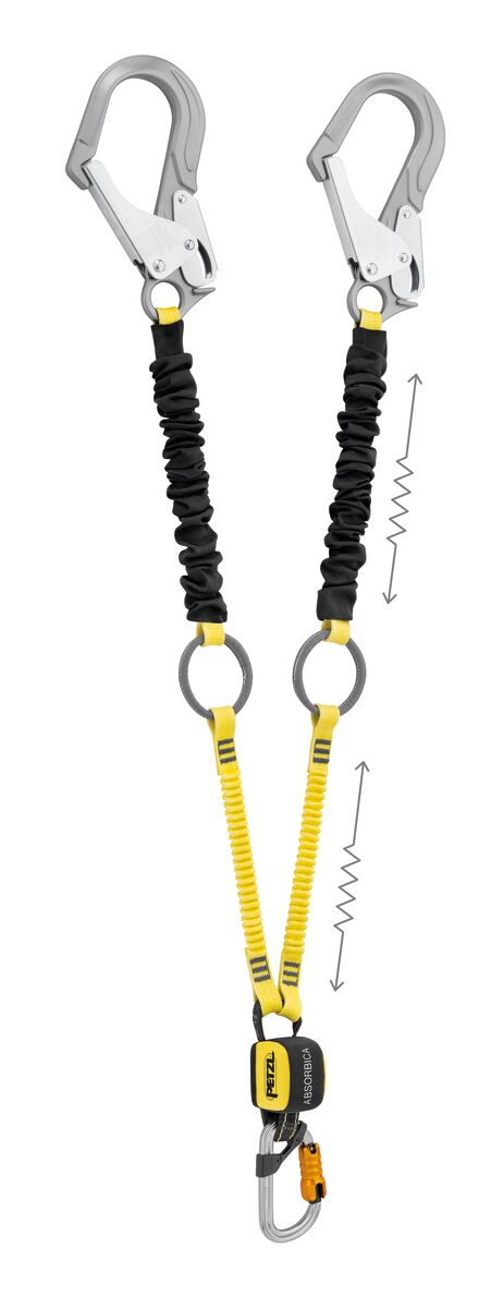 PETZL ABSORBICA®-Y TIE-BACK Dubbele vallijn - Met tussenringen - Met karabiners - TIE-BACK systeem - 150CM