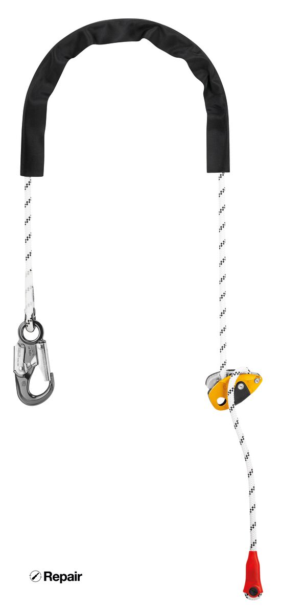 PETZL GRILLON HOOK Positioneringslijn - Verstelbaar - Met HOOK karabiner - 4M - Wit/Geel - International