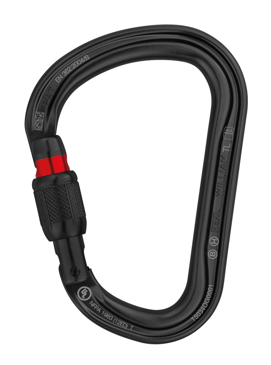 PETZL WILLIAM Aluminium karabiner - Screw-Lock - Zwart