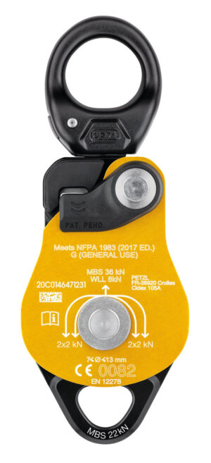 PETZL SPIN L2 Katrol zonder teruglooprem - L2 - Geel - Afbeelding 6