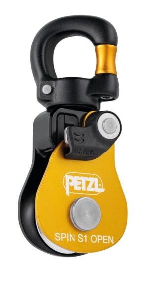 PETZL SPIN S1 OPEN Katrol zonder teruglooprem - Geel