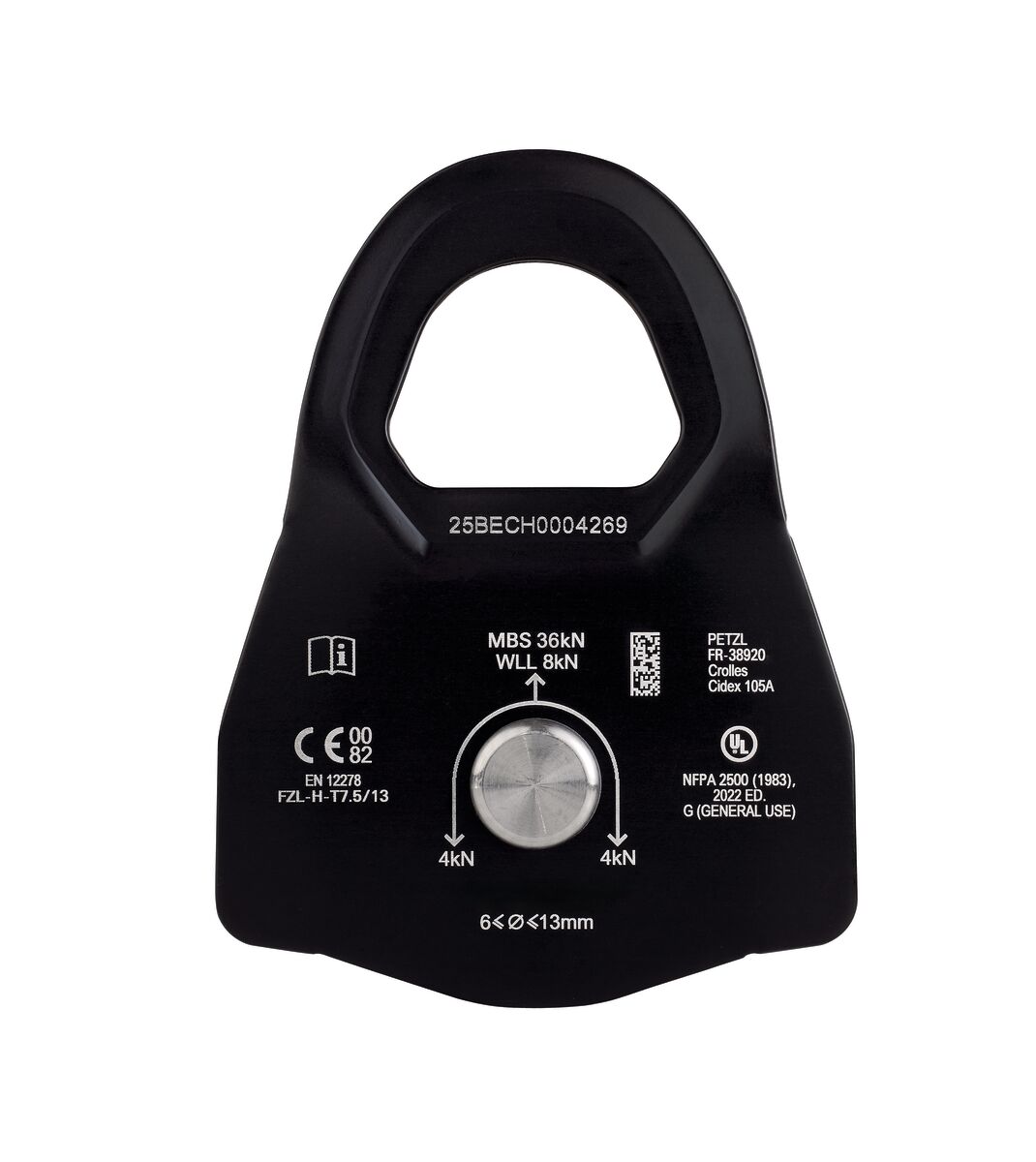 PETZL MINDER L1 Katrol zonder teruglooprem - Enkel - Geel - Afbeelding 2