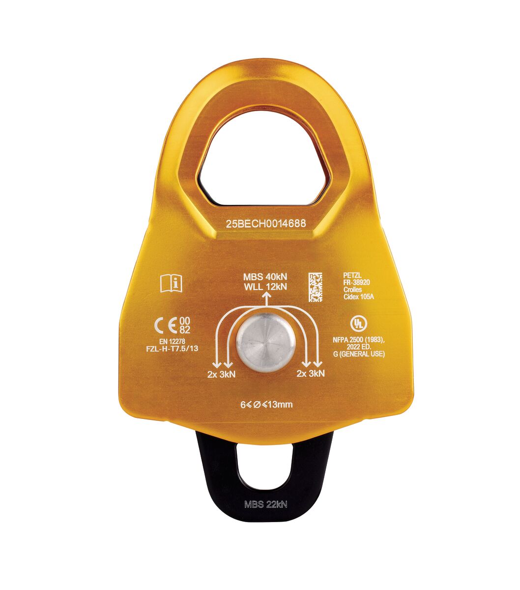 PETZL MINDER L2 Katrol zonder teruglooprem - Dubbel - Geel - Afbeelding 2