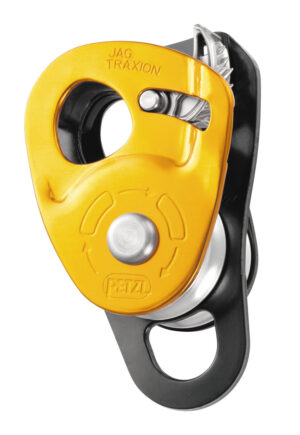 PETZL JAG TRAXION Katrol met teruglooprem - Met stijgklem