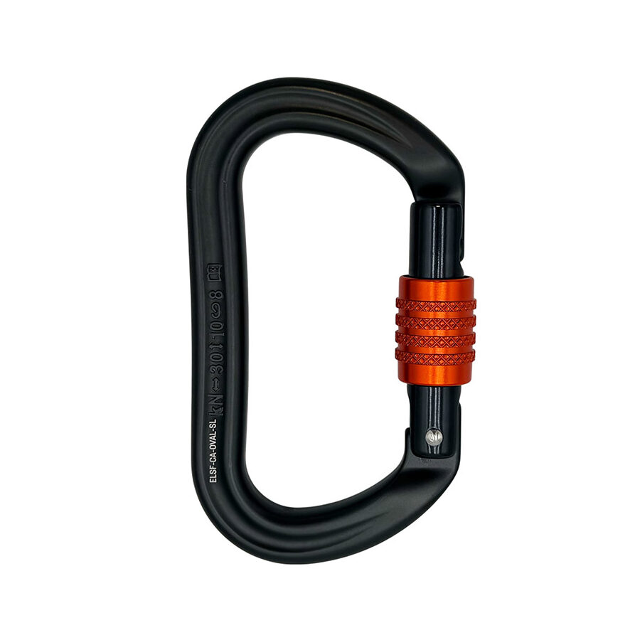 ELLERsafe CA-OVAL-SL Karabijnhaak - Aluminium - Schroefsluiting - Oranje