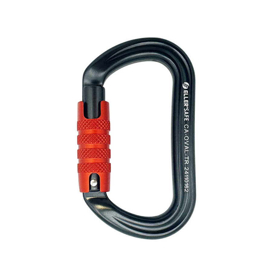 ELLERsafe CA-OVAL-TR Karabijnhaak - Aluminium - Trilock - Oranje
