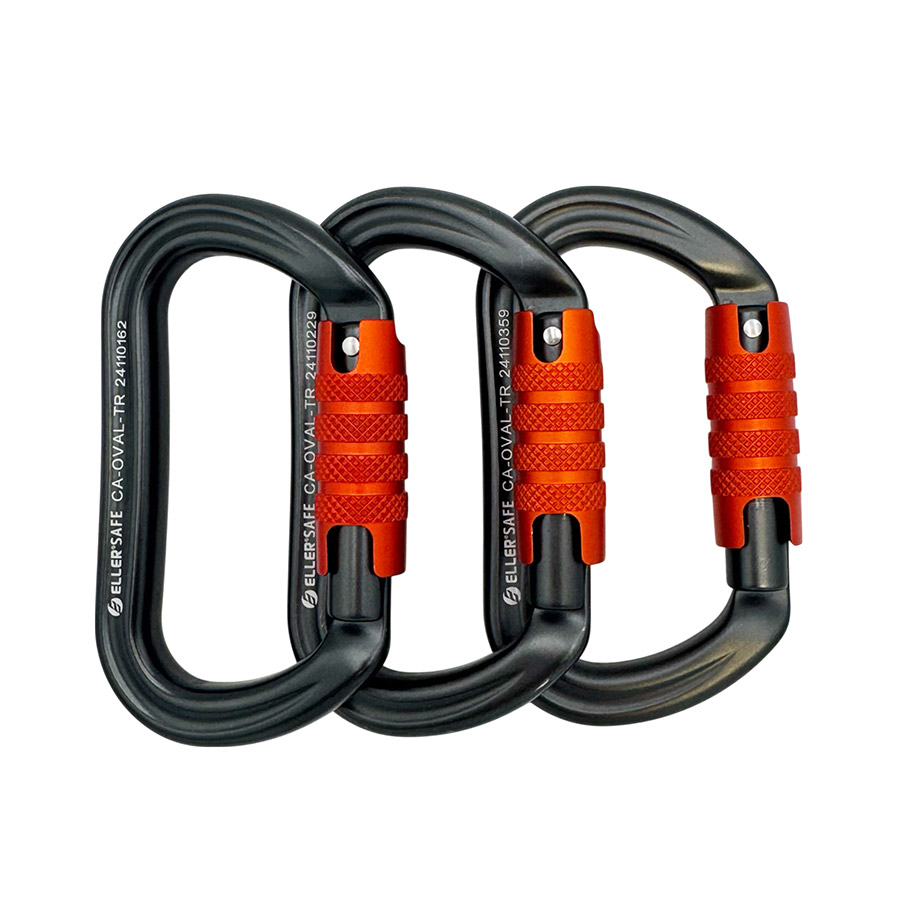 ELLERsafe CA-OVAL-TR Karabijnhaak - Aluminium - Trilock - Oranje - Afbeelding 4